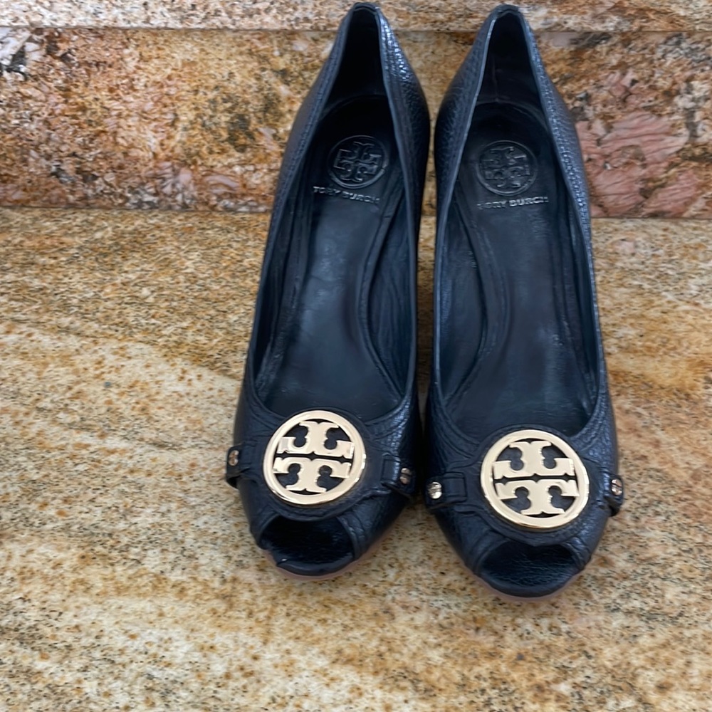 Tory Burch open toe wedge shoes